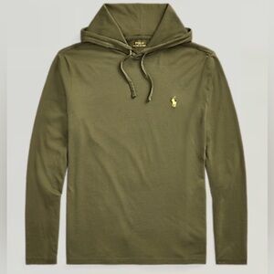 Polo by Ralph Lauren Olive Green Jersey Hooded Long Sleeve Shirt Medium